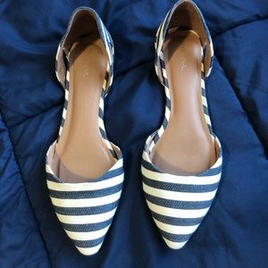 Striped Pointed Toe Flats